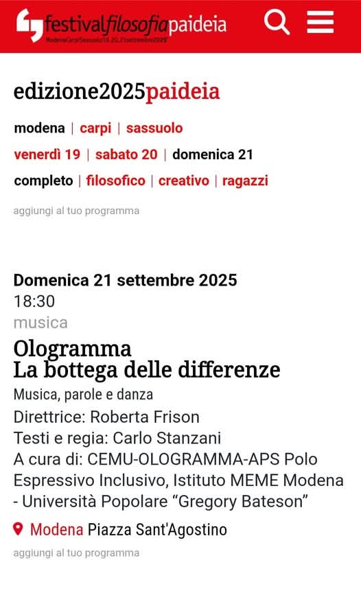 OLOGRAMMA – La bottega delle differenze – Modena