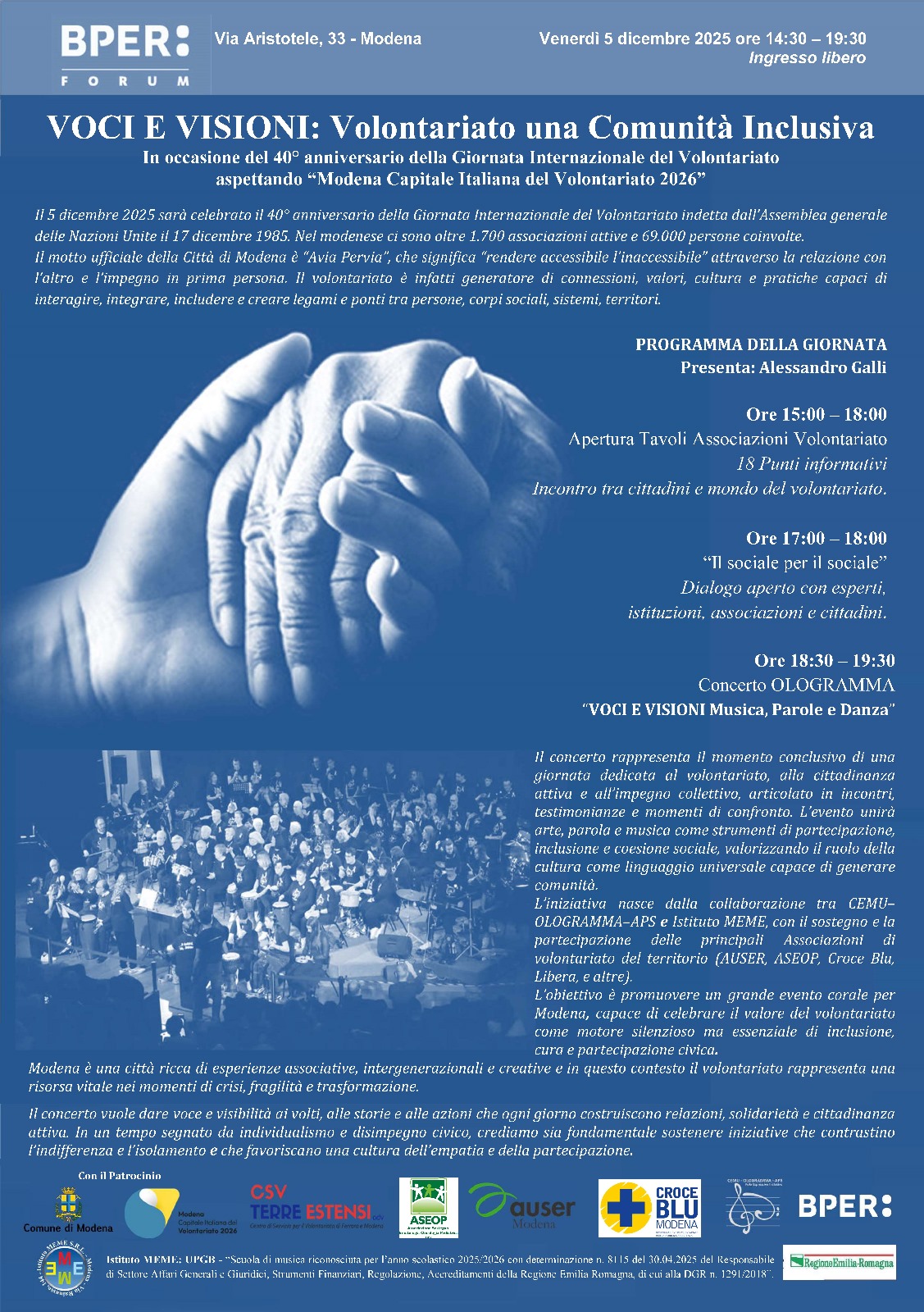 OLOGRAMMA – VOCI E VISIONI: Volontariato una Comunità Inclusiva – Modena