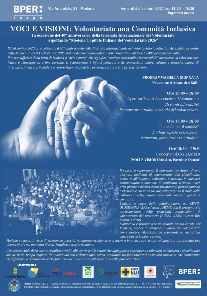 OLOGRAMMA – VOCI E VISIONI: Volontariato una Comunità Inclusiva – Modena