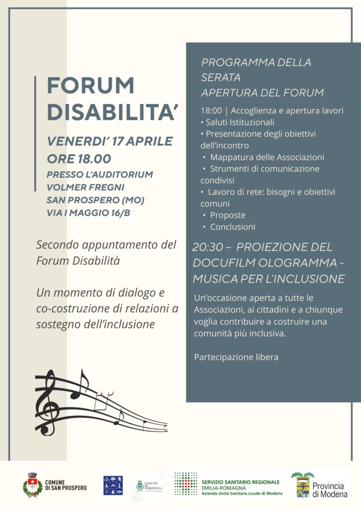 OLOGRAMMA – FORUM DISABILITÀ – SAN PROSPERO